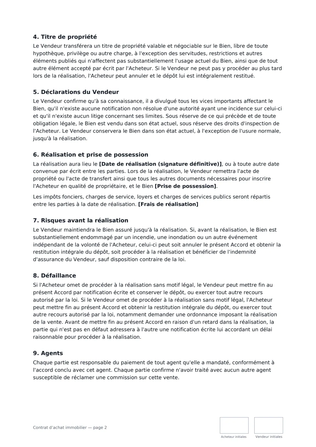 Contrat d’achat immobilier — page 2 sur 3
