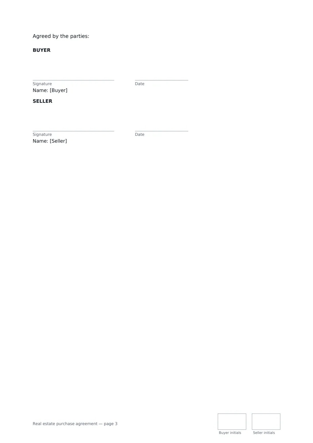 Real estate purchase agreement — page 3 of 3