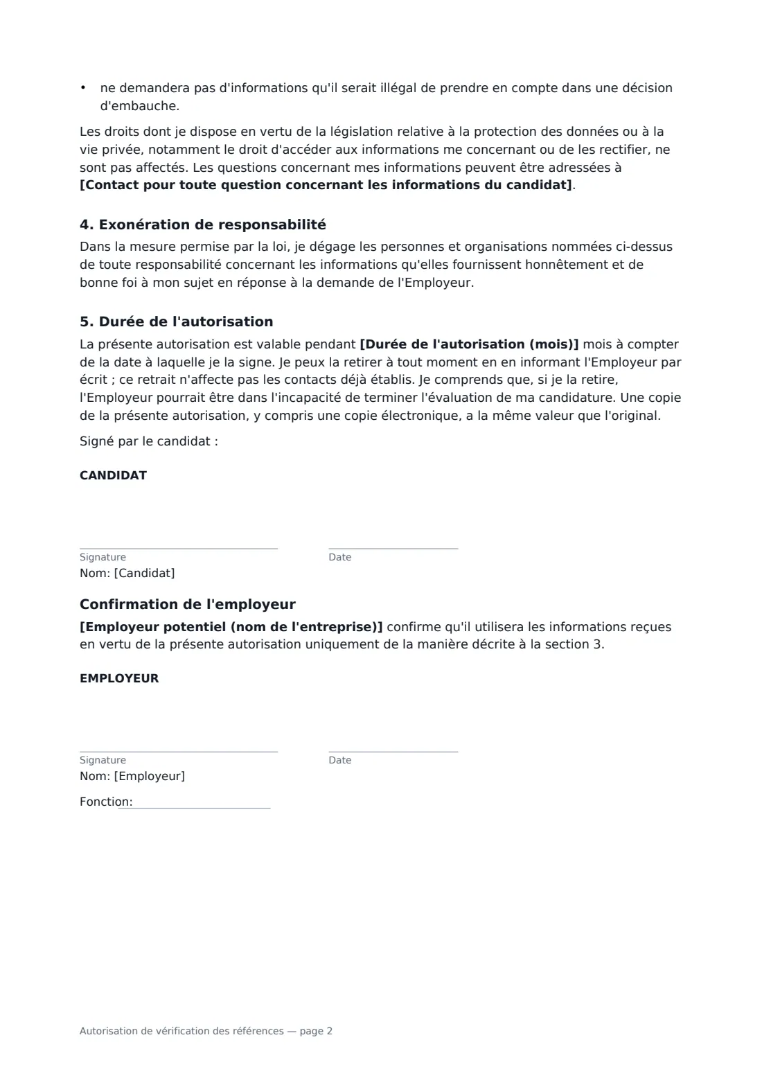 Autorisation de vérification des références — page 2 sur 2