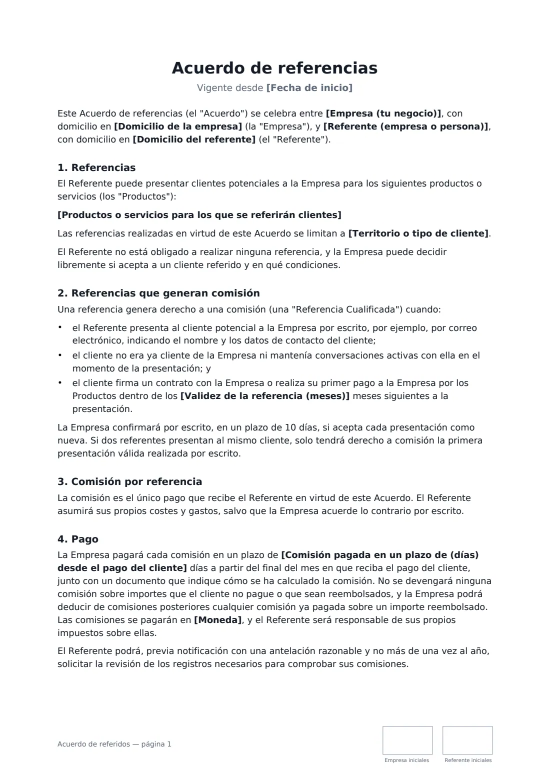 Acuerdo de referidos: página 1 de 3