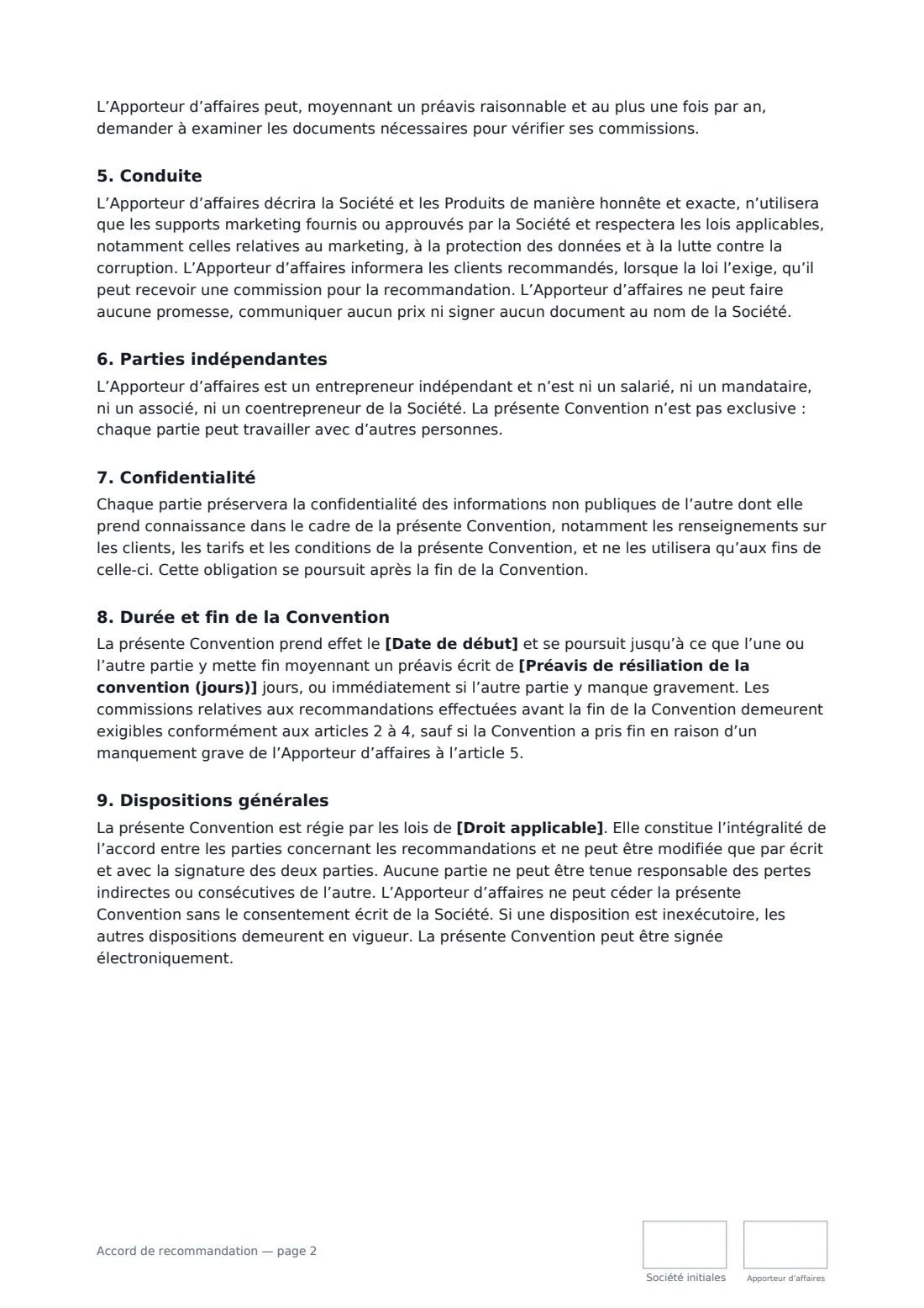 Accord de recommandation — page 2 sur 3