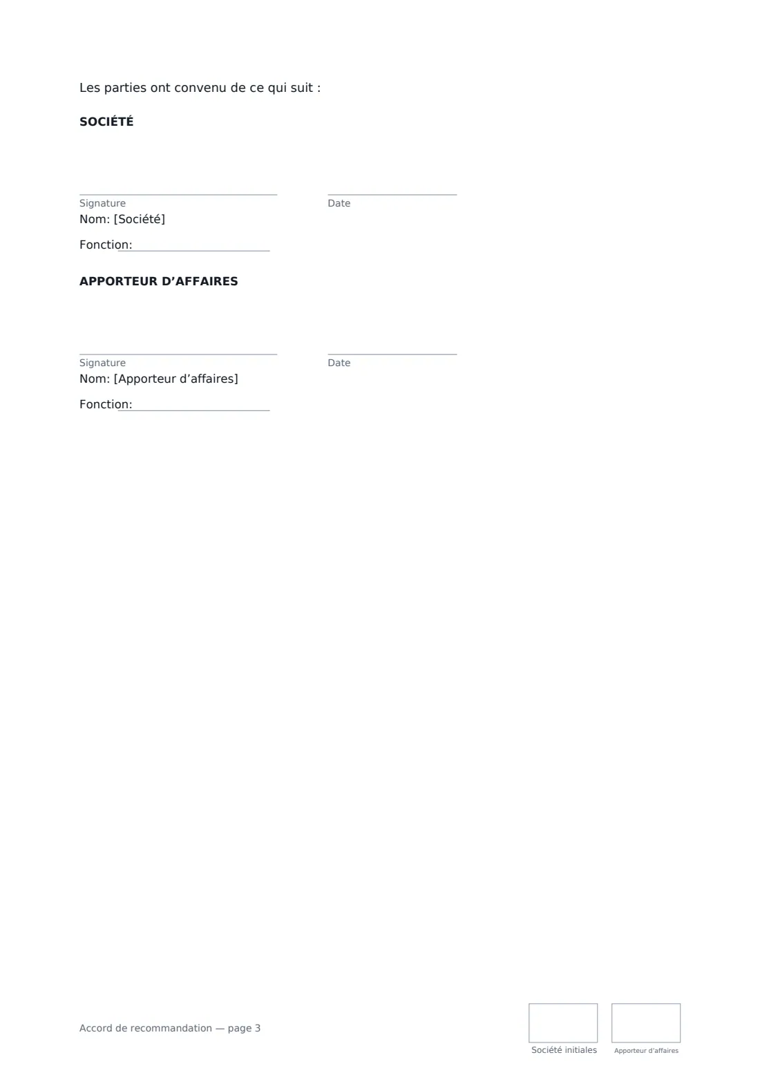 Accord de recommandation — page 3 sur 3