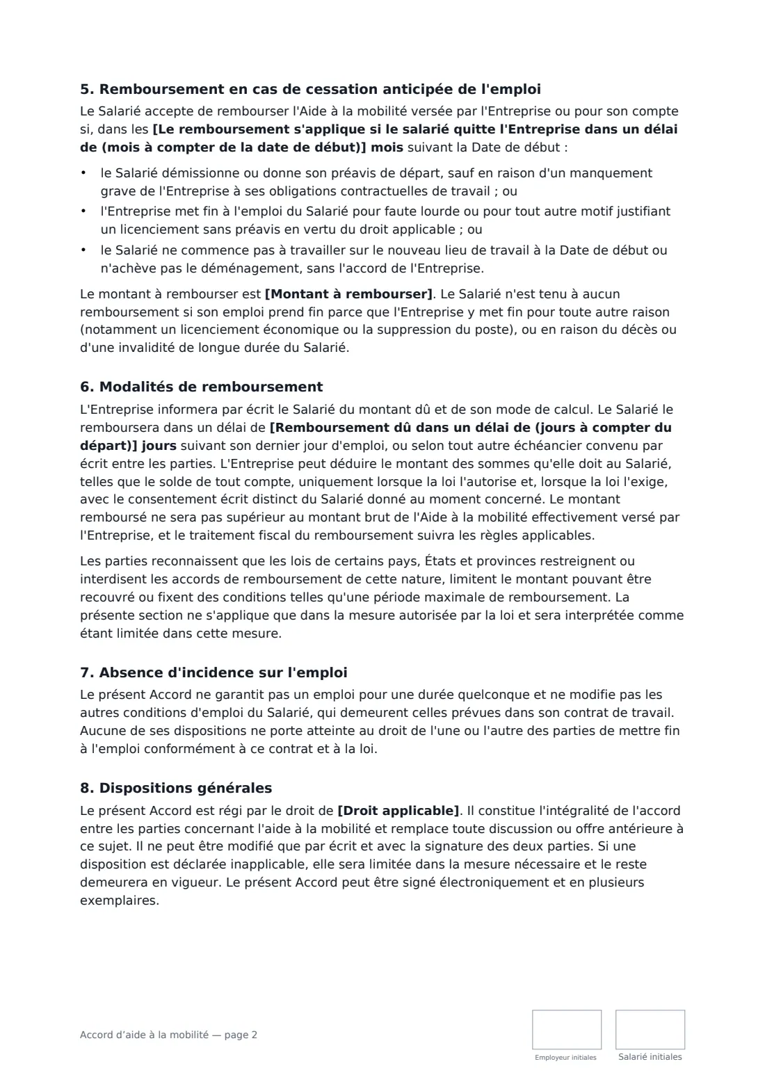 Accord d’aide à la mobilité — page 2 sur 3