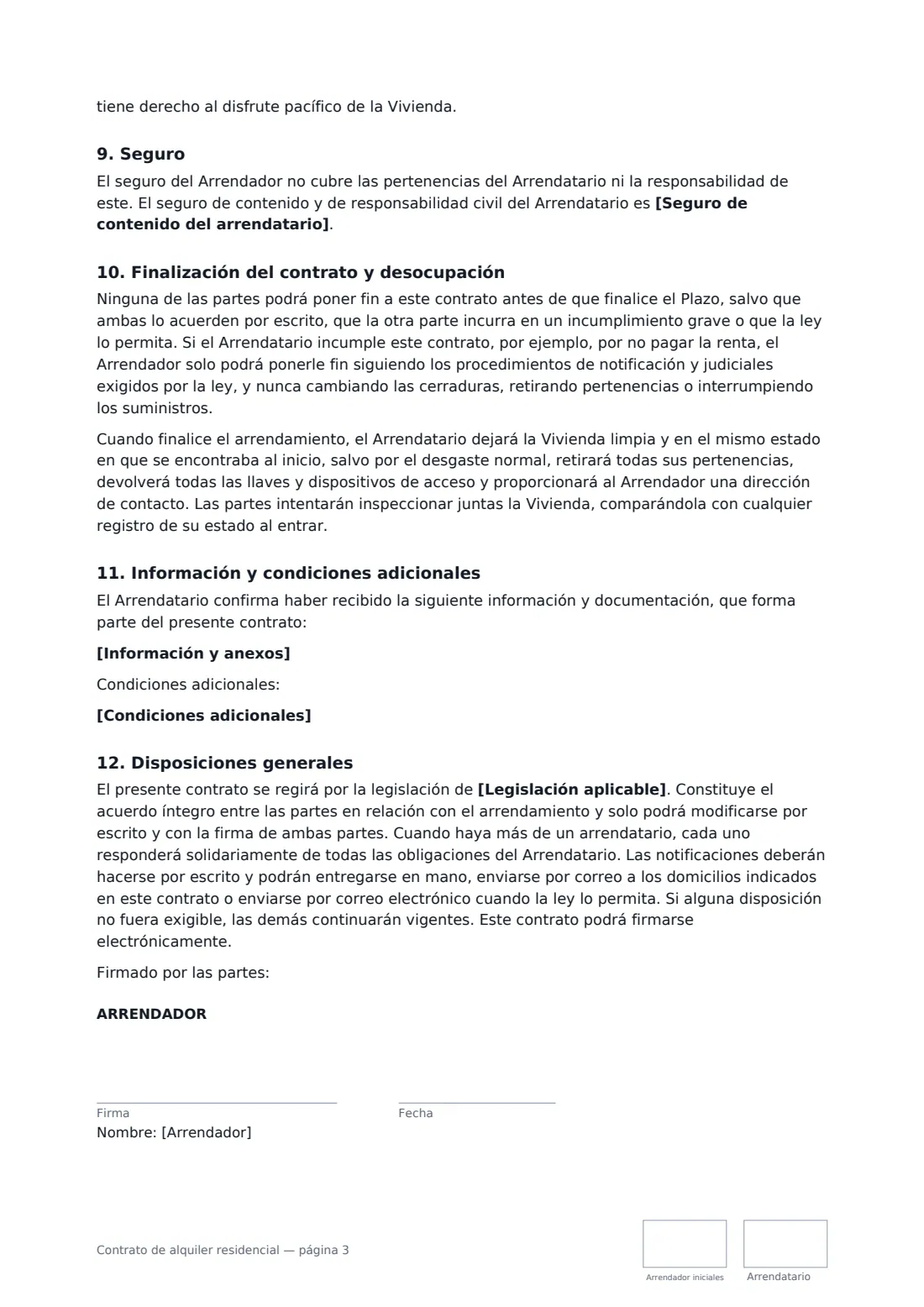 Contrato de alquiler residencial: página 3 de 4