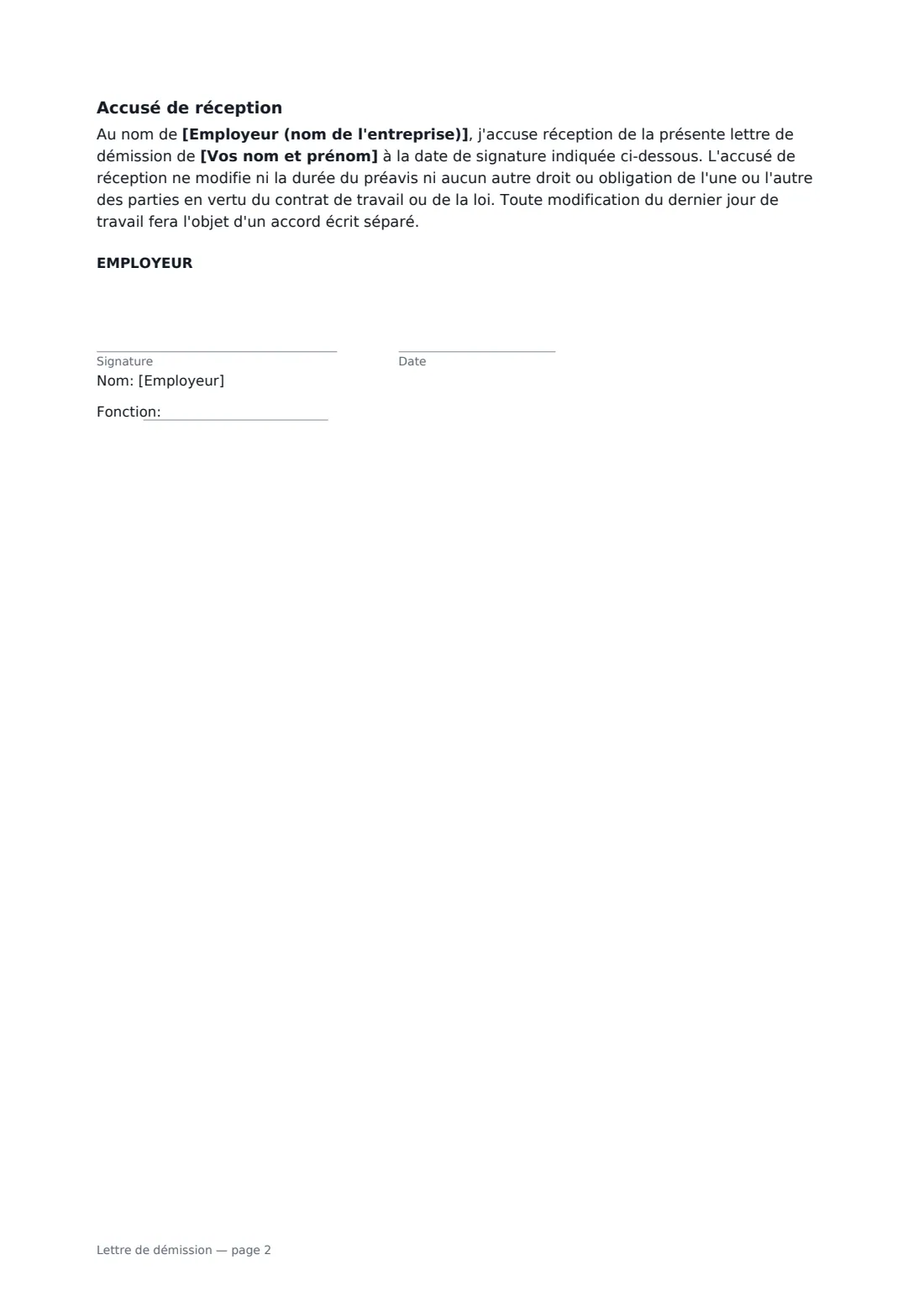 Lettre de démission — page 2 sur 2
