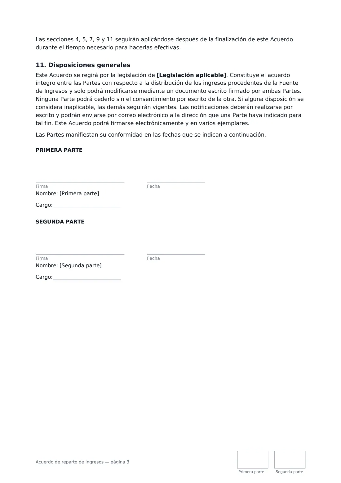 Acuerdo de reparto de ingresos: página 3 de 3