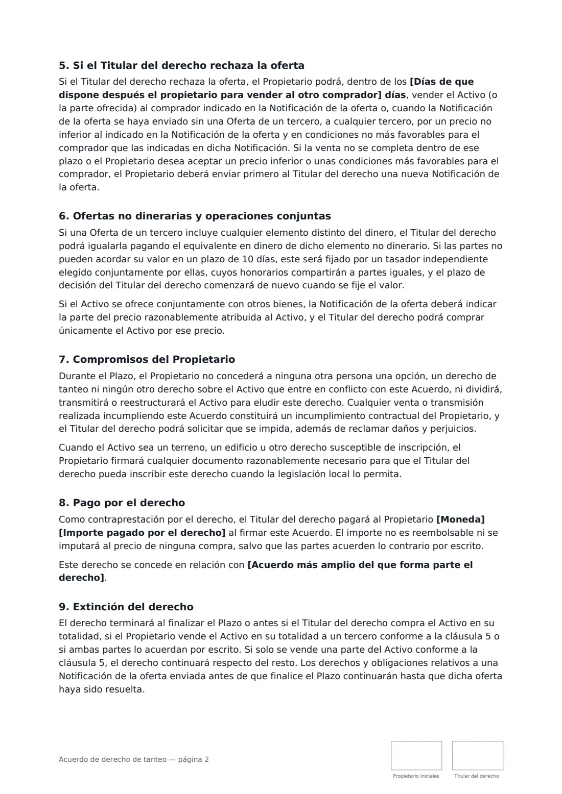 Acuerdo de derecho de tanteo: página 2 de 3