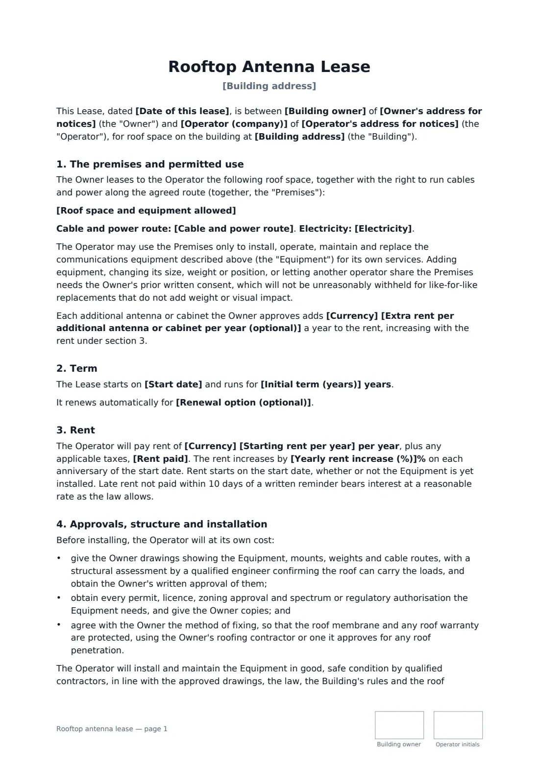 Rooftop antenna lease — page 1 of 3
