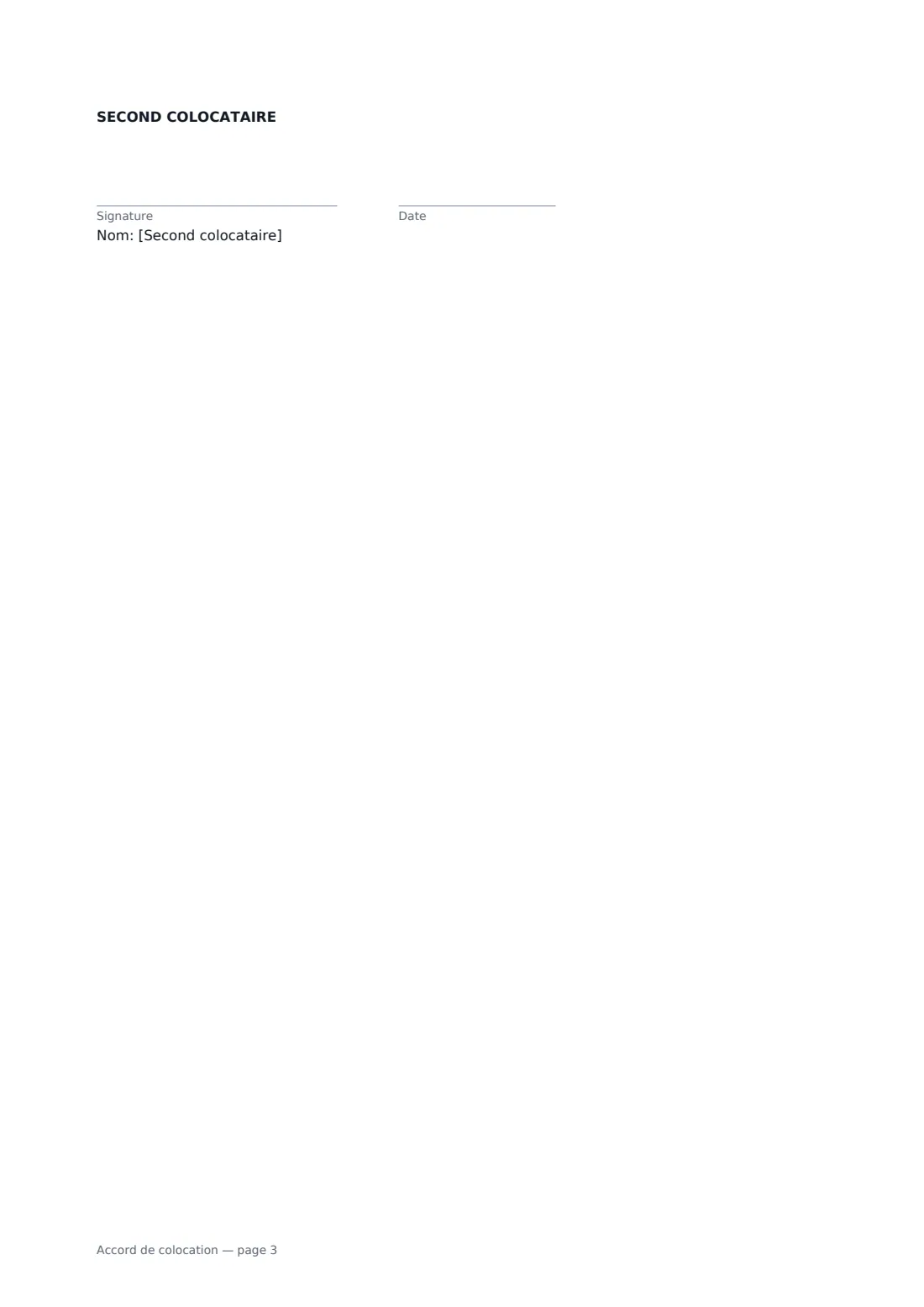 Accord de colocation — page 3 sur 3