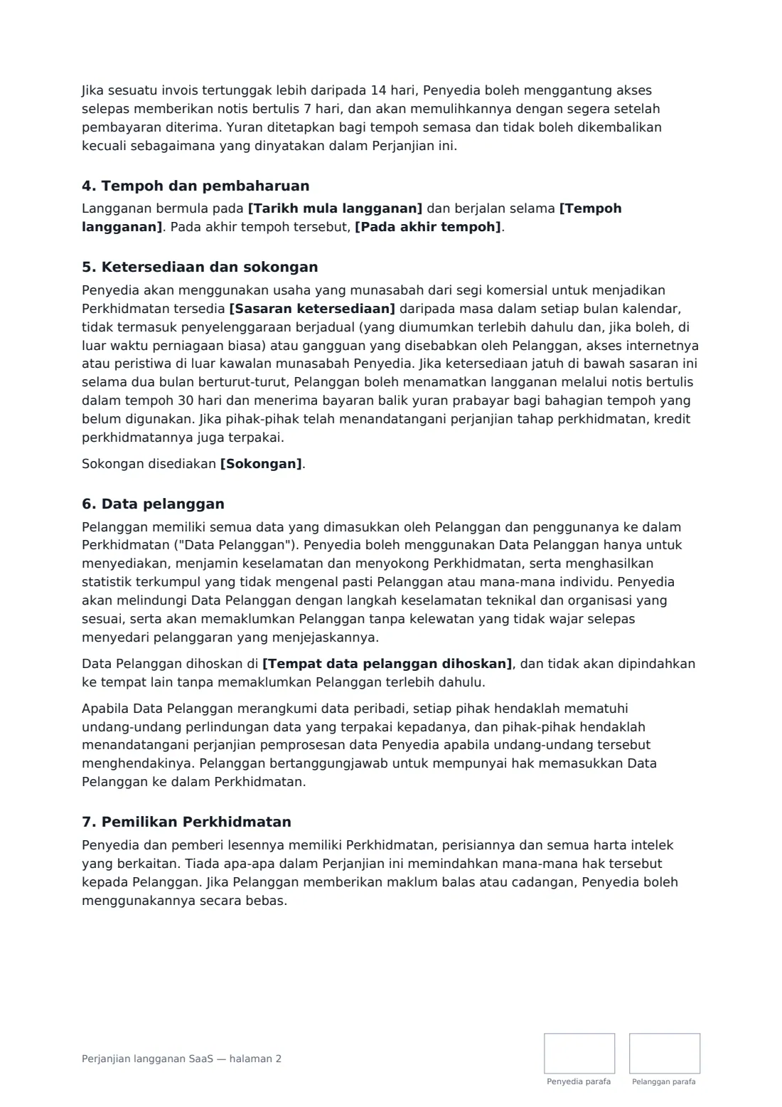 Perjanjian langganan SaaS — halaman 2 daripada 4