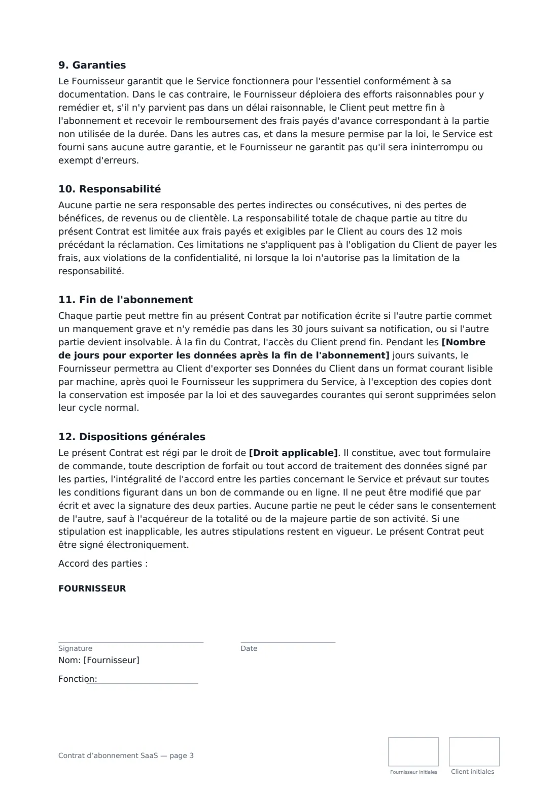 Contrat d’abonnement SaaS — page 3 sur 4