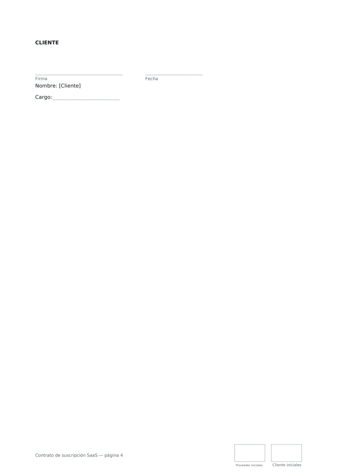 Contrato de suscripción SaaS: página 4 de 4