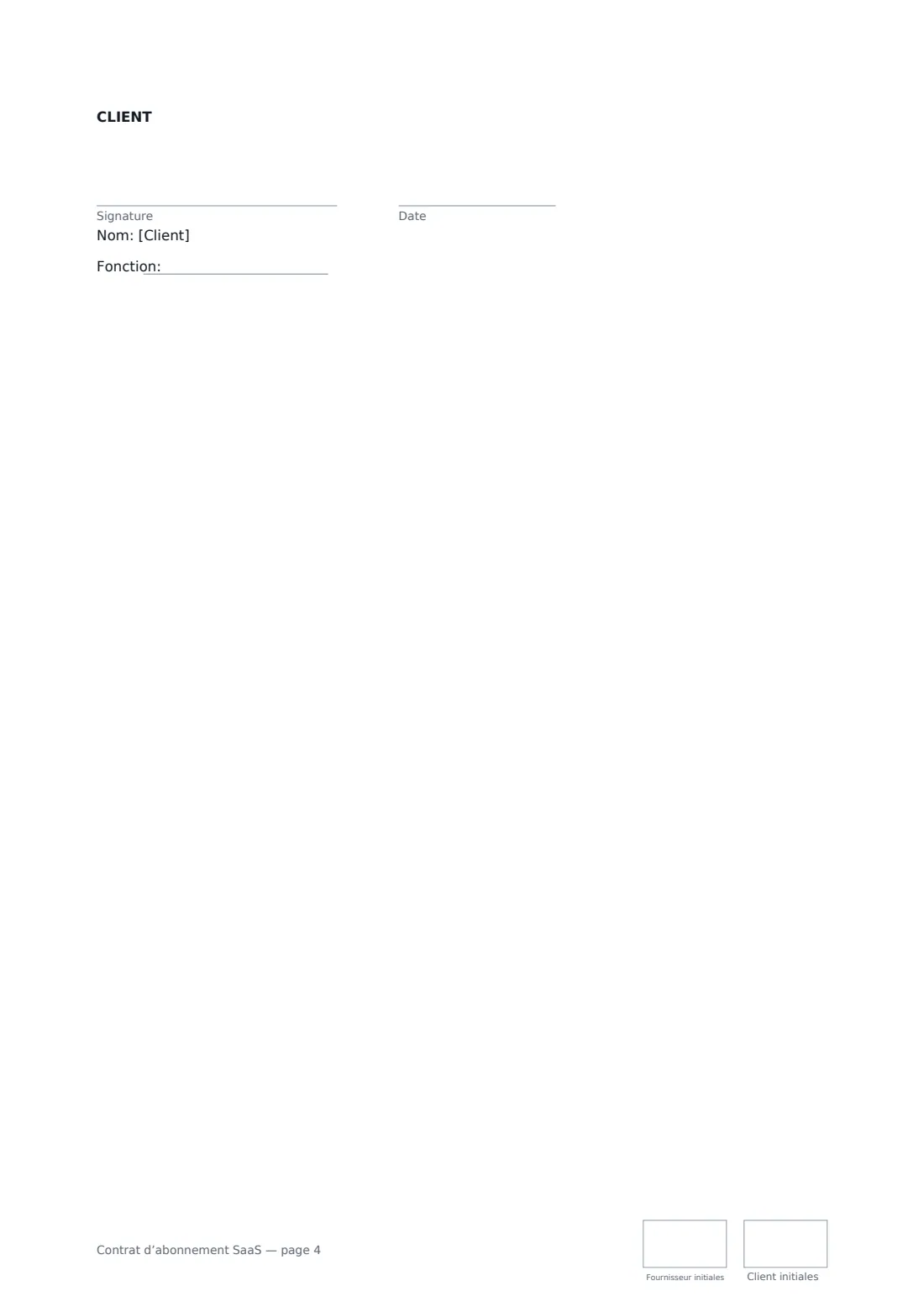 Contrat d’abonnement SaaS — page 4 sur 4