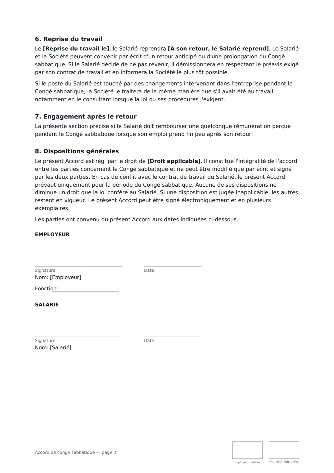 Accord de congé sabbatique — page 2 sur 2