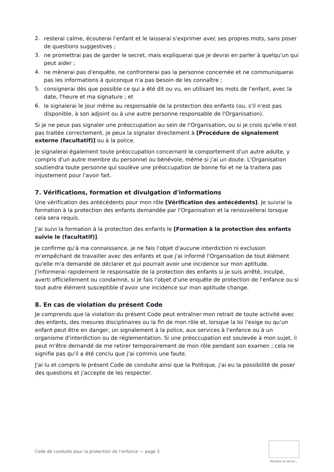 Code de conduite pour la protection de l’enfance — page 3 sur 4