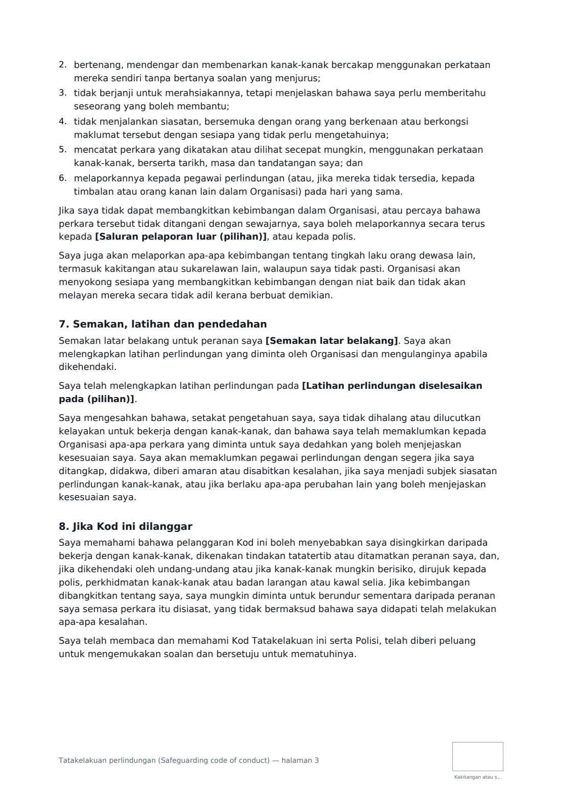Tatakelakuan perlindungan (Safeguarding code of conduct) — halaman 3 daripada 4
