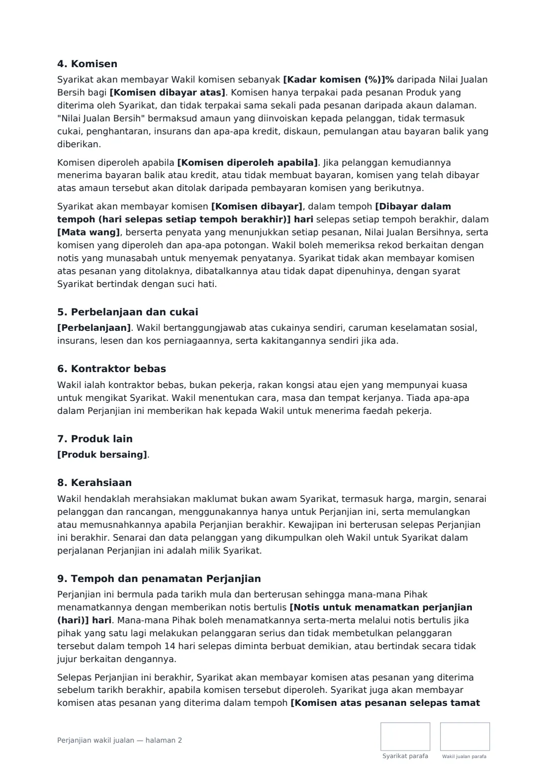 Perjanjian wakil jualan — halaman 2 daripada 3