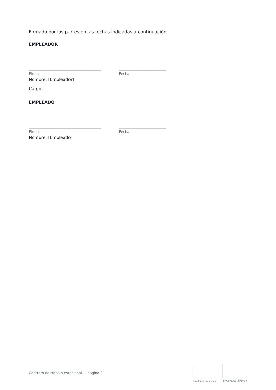 Contrato de trabajo estacional: página 3 de 3