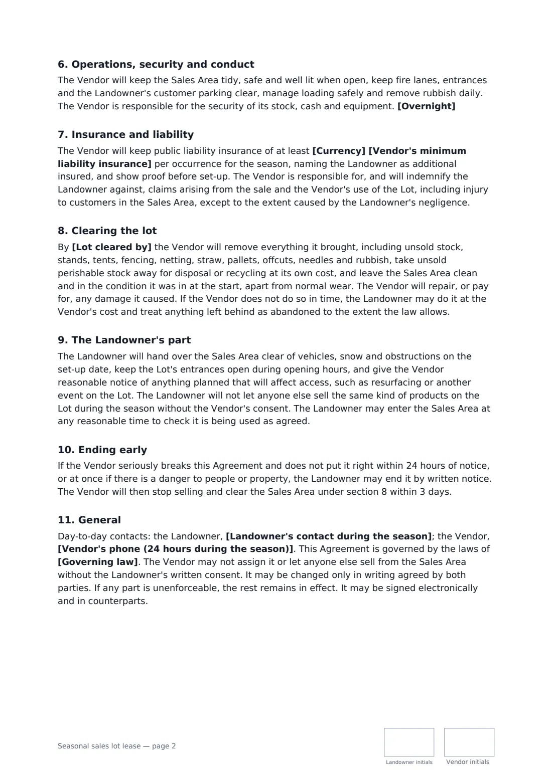 Seasonal sales lot lease — page 2 of 3