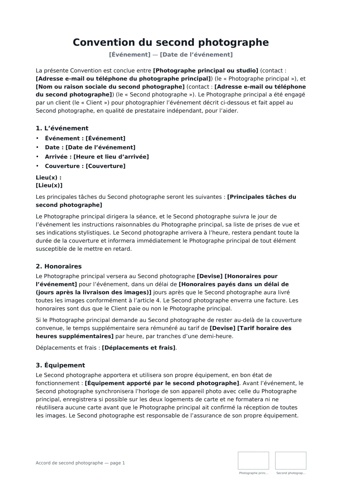 Accord de second photographe — page 1 sur 3