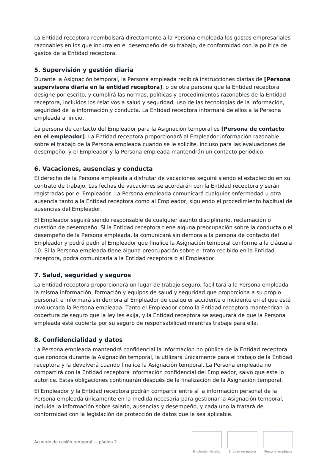 Acuerdo de cesión temporal: página 2 de 4