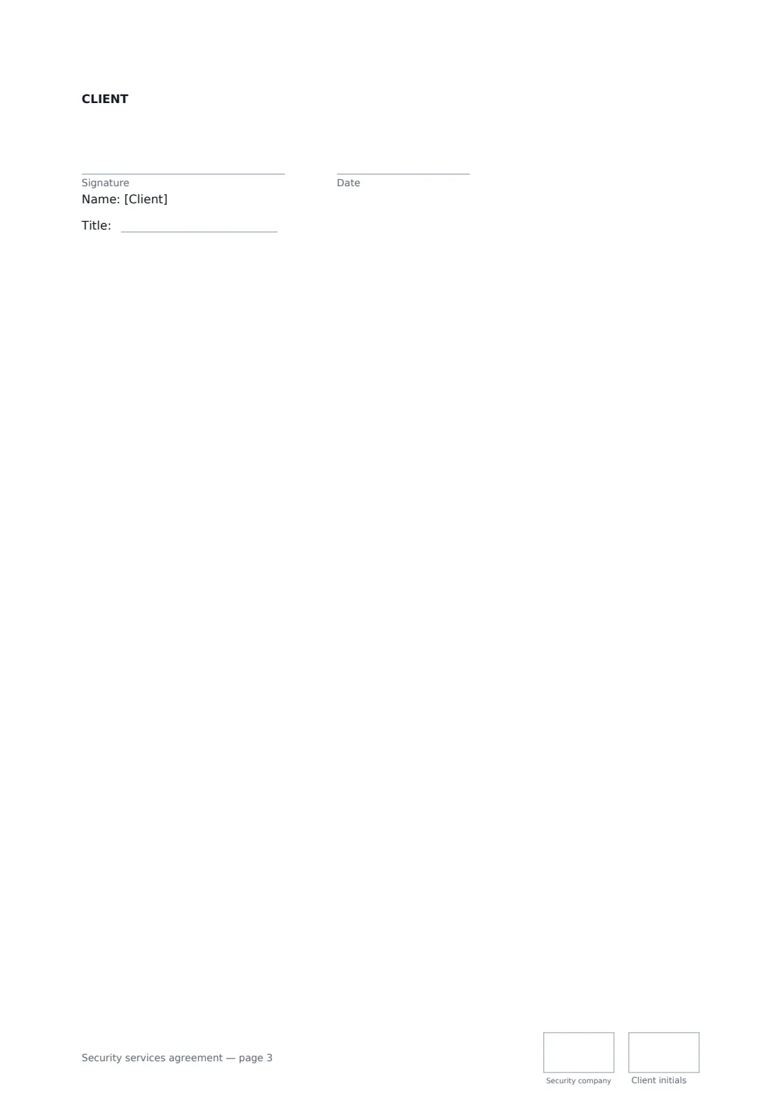 Security services agreement — page 3 of 3