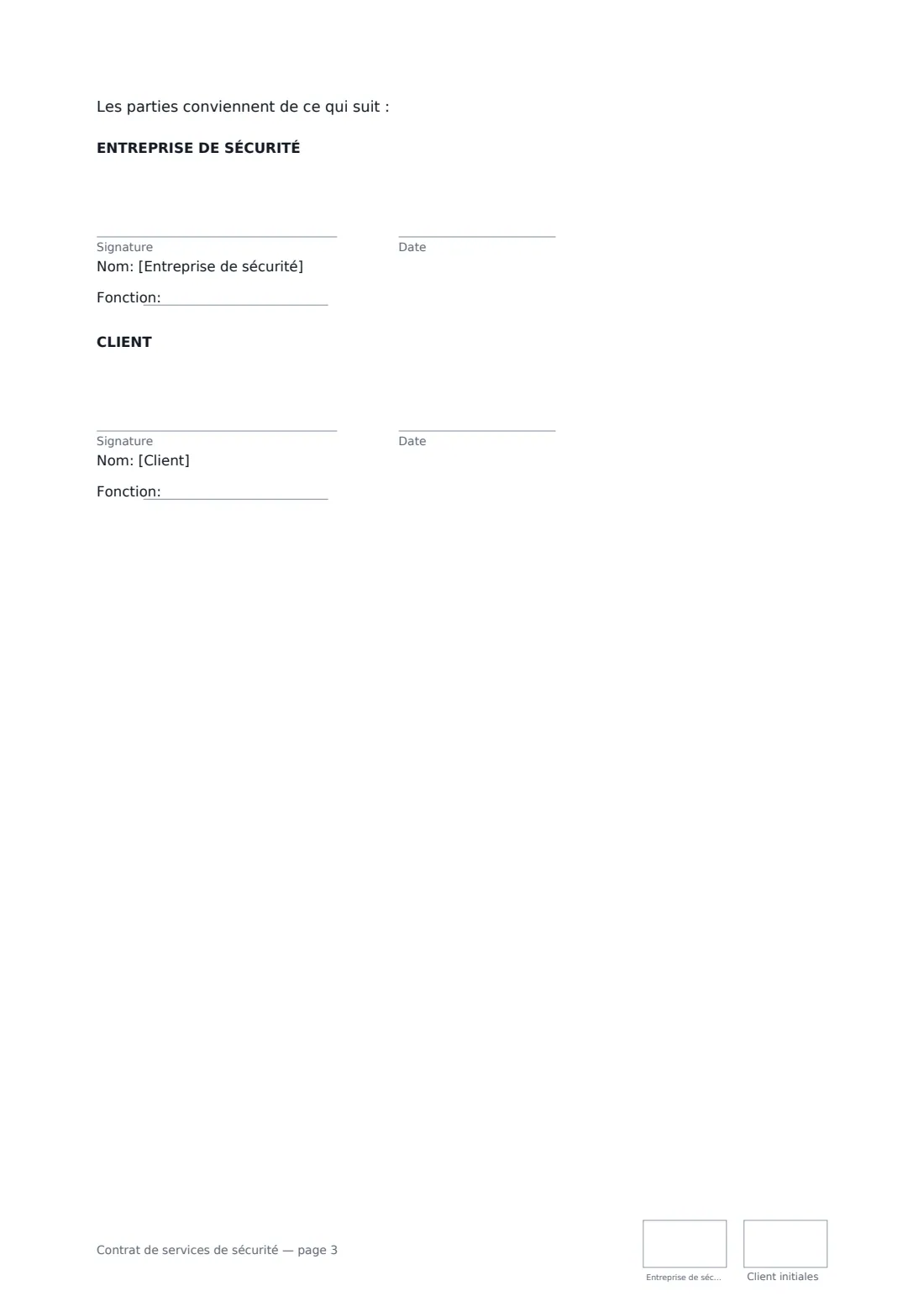 Contrat de services de sécurité — page 3 sur 3