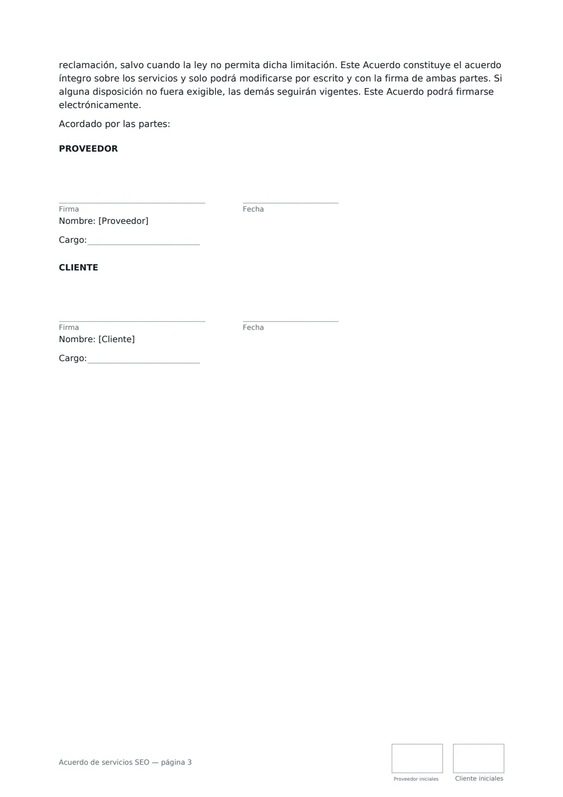 Acuerdo de servicios SEO: página 3 de 3