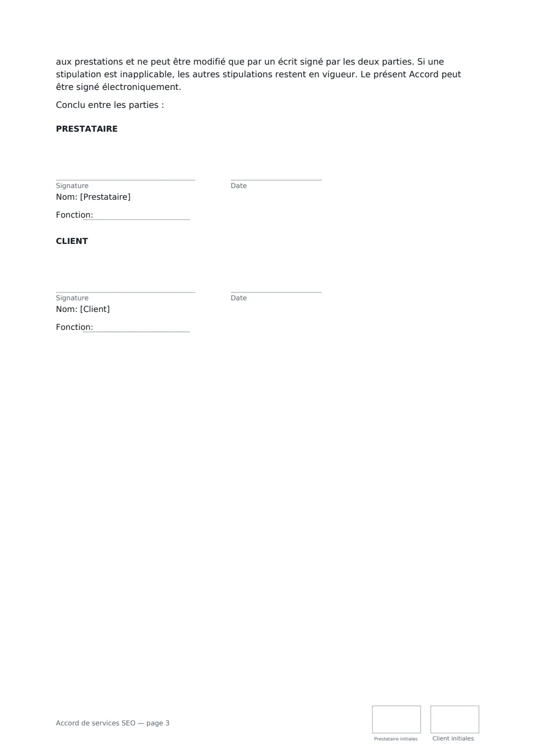 Accord de services SEO — page 3 sur 3
