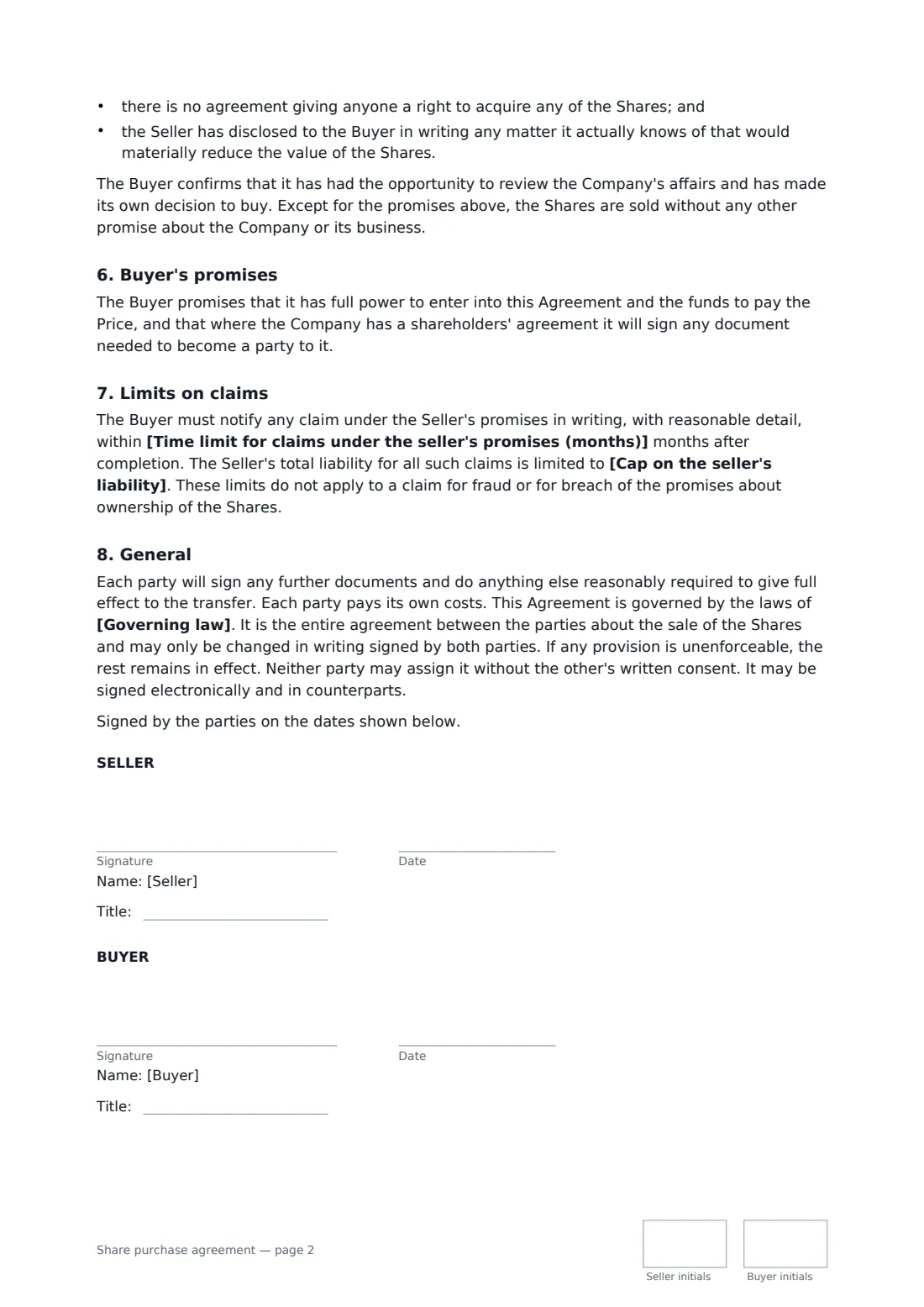 Share purchase agreement — page 2 of 2