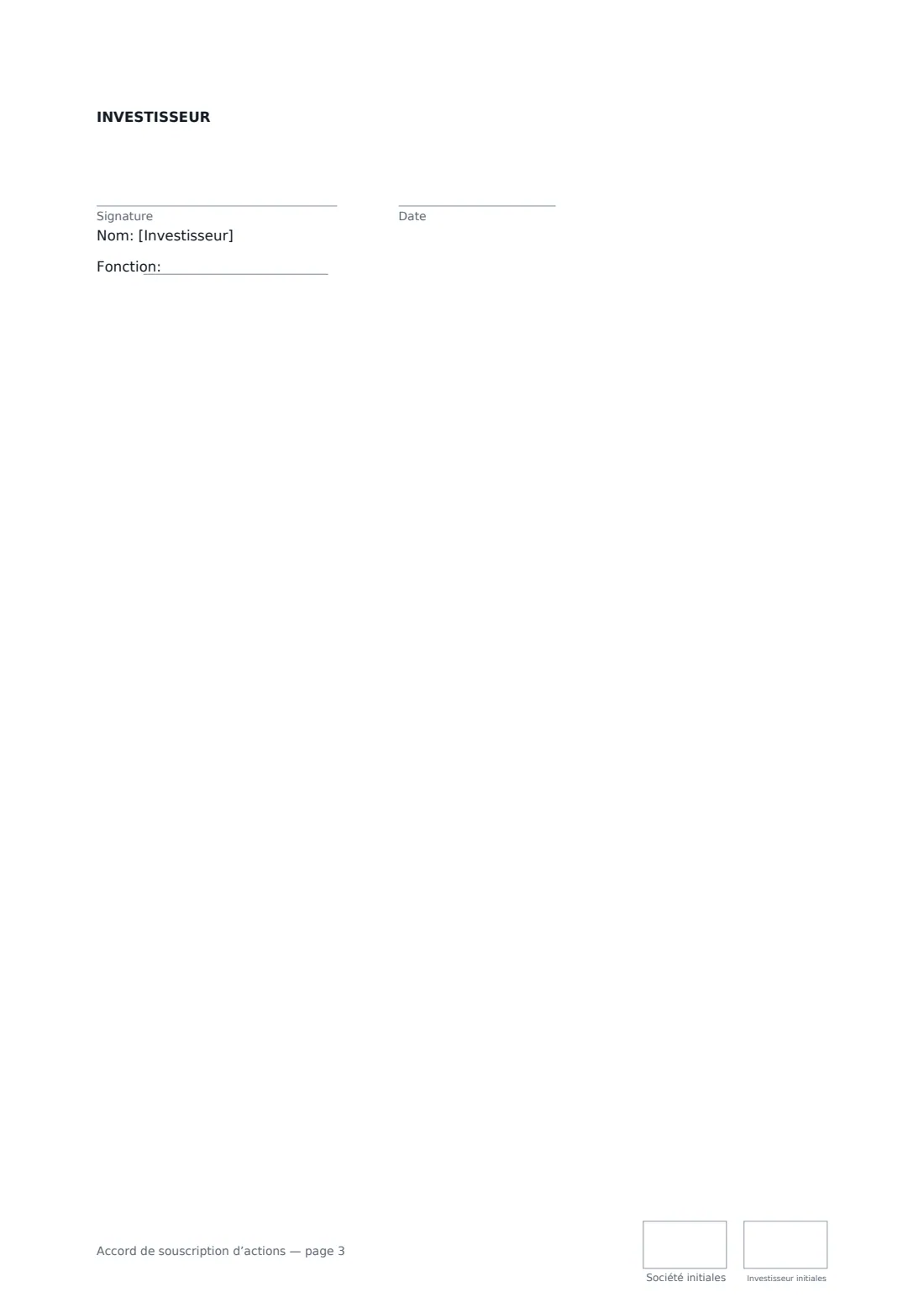Accord de souscription d’actions — page 3 sur 3