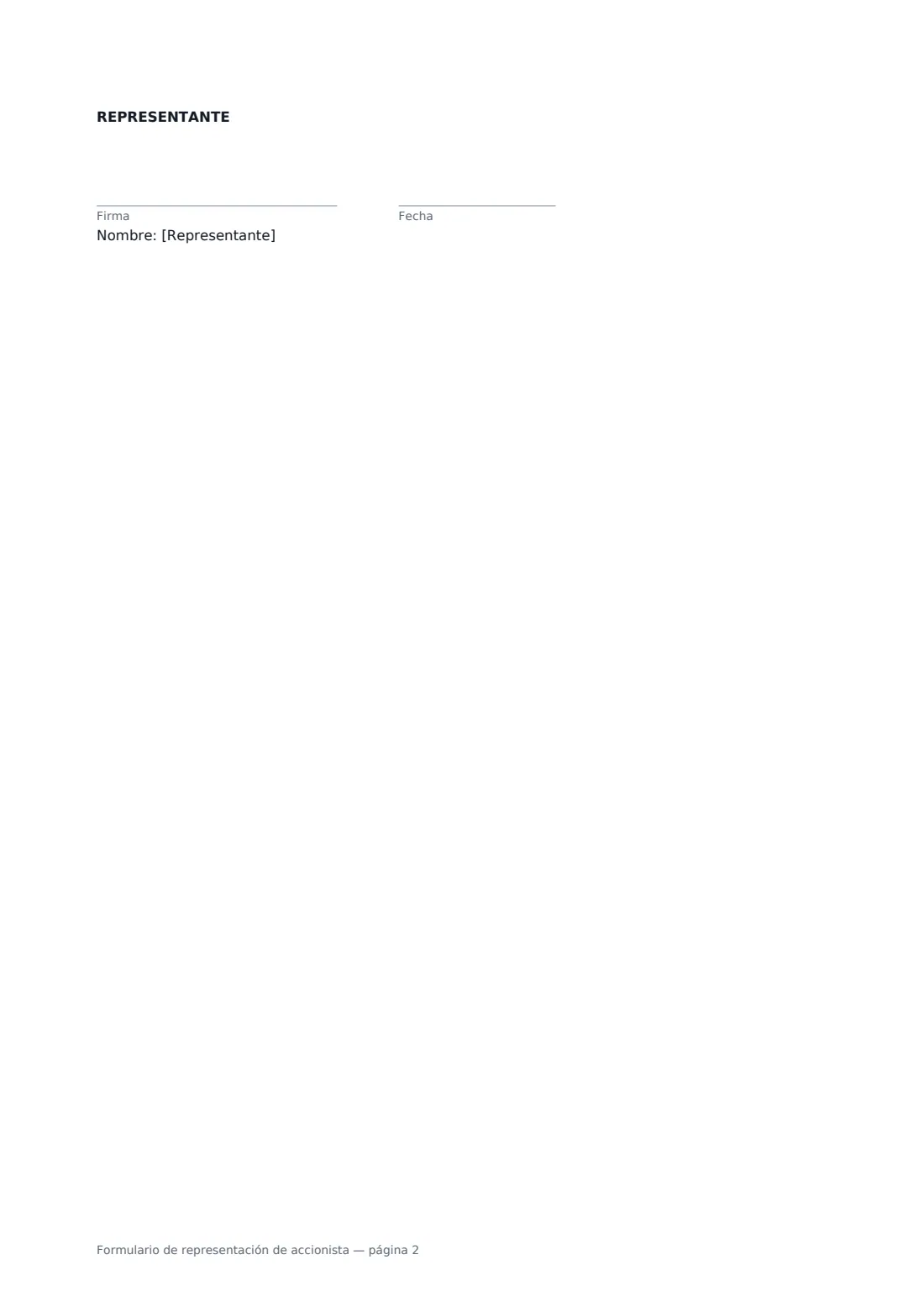 Formulario de representación de accionista: página 2 de 2