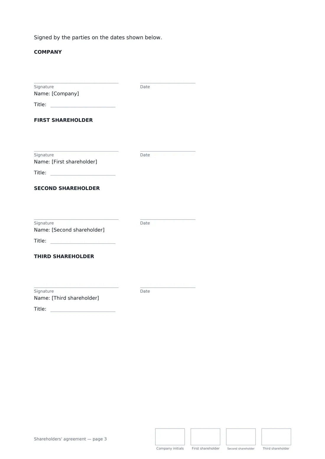Shareholders' agreement — page 3 of 3