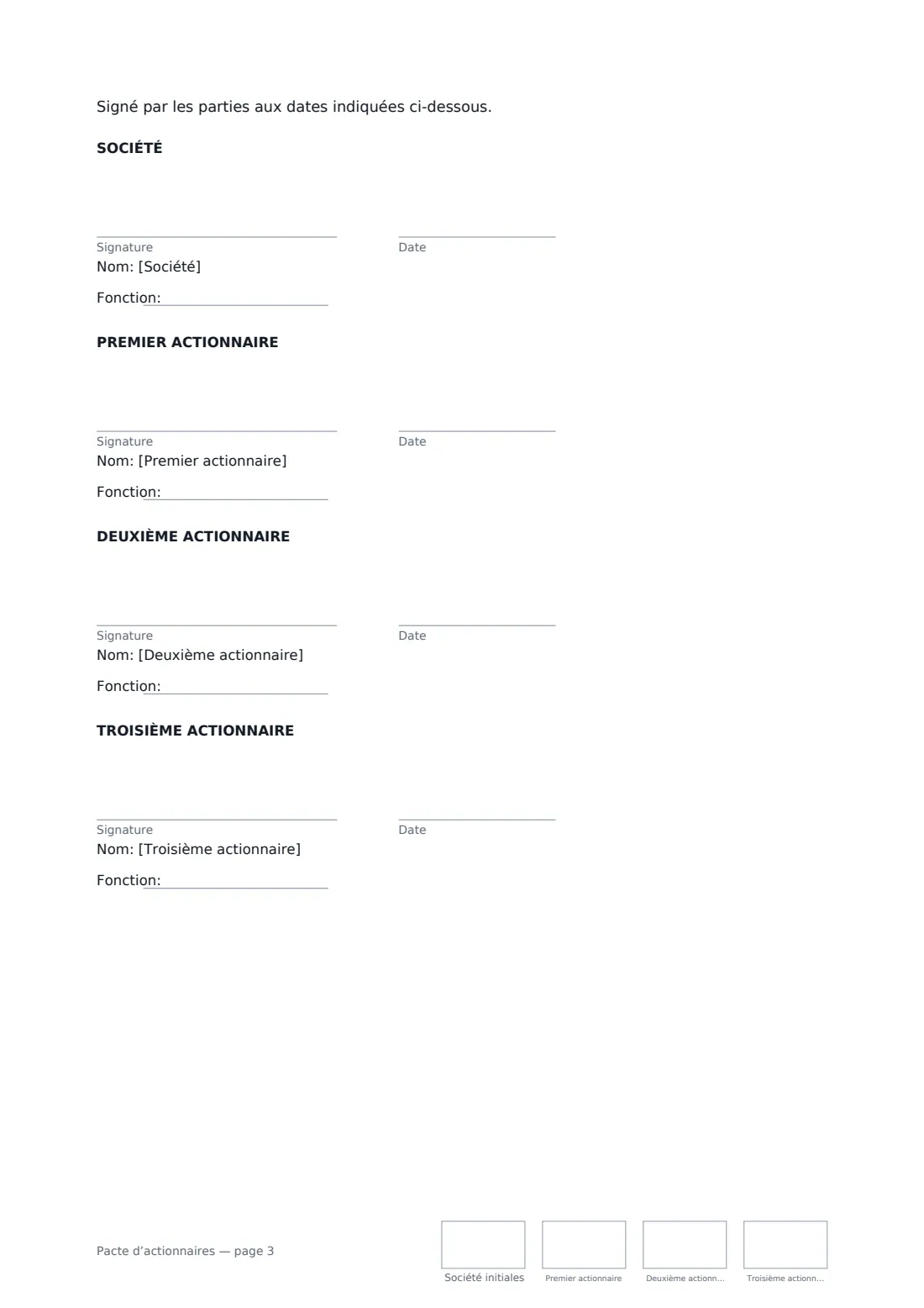 Pacte d’actionnaires — page 3 sur 3