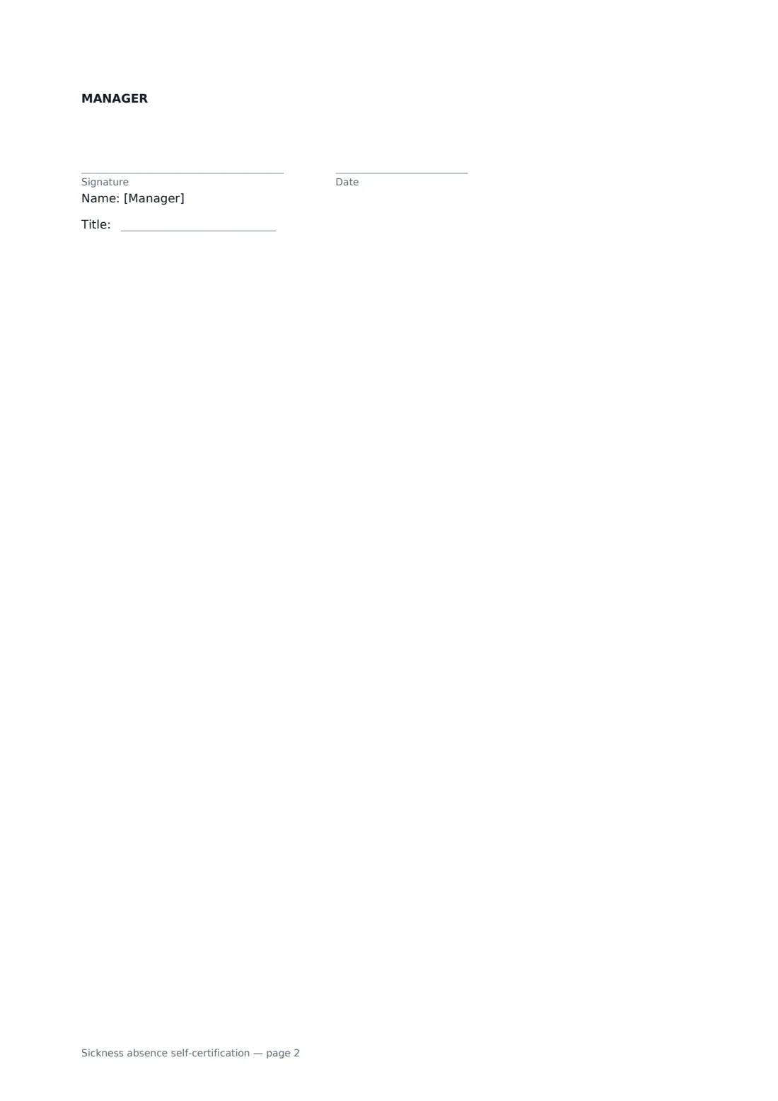 Sickness absence self-certification — page 2 of 2