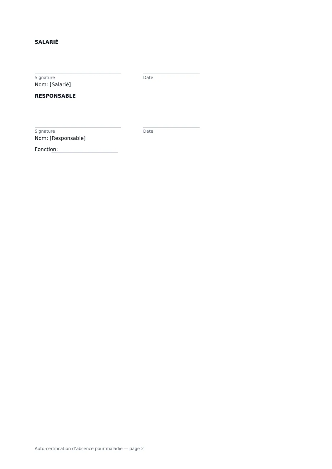 Auto-certification d’absence pour maladie — page 2 sur 2