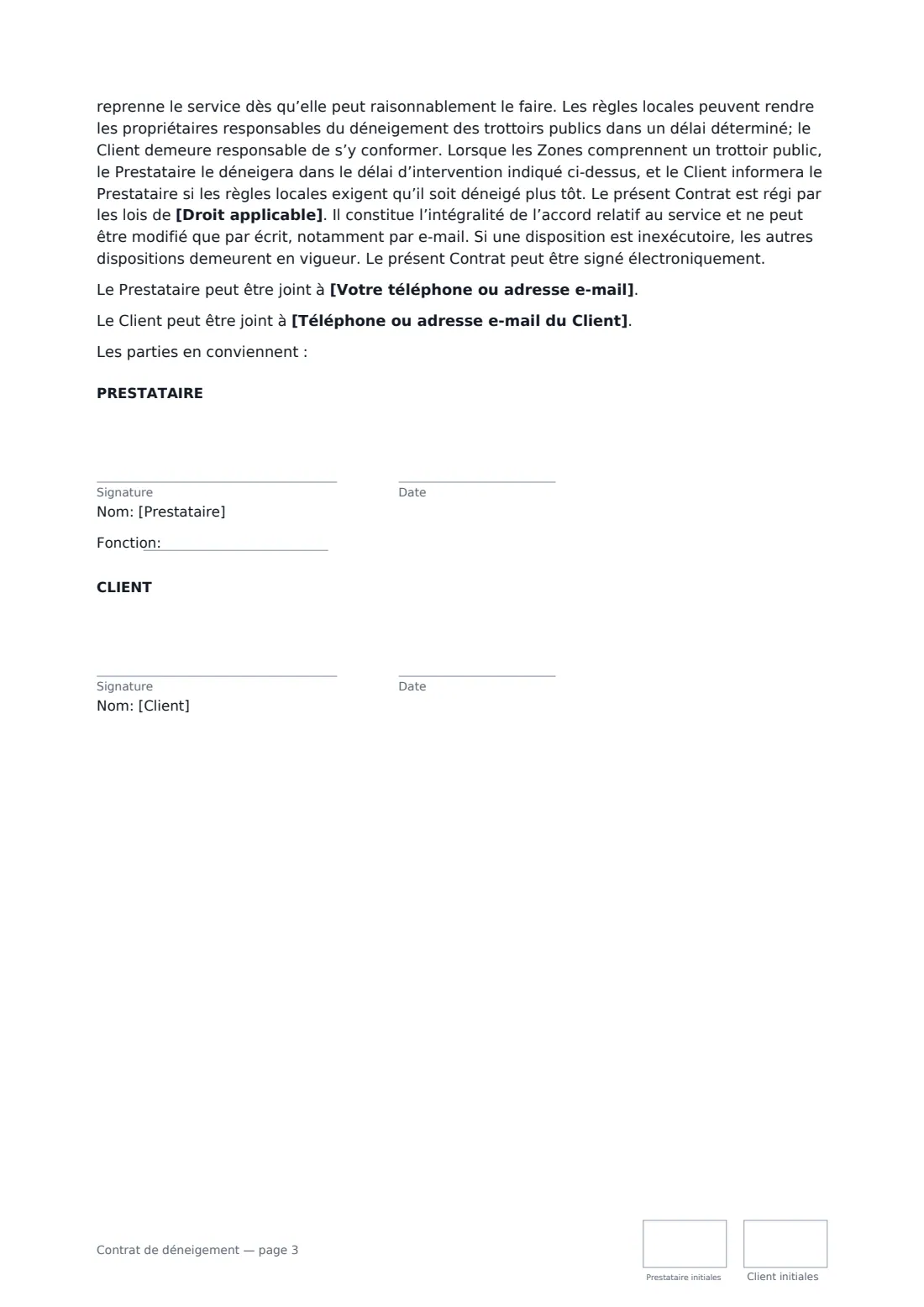 Contrat de déneigement — page 3 sur 3