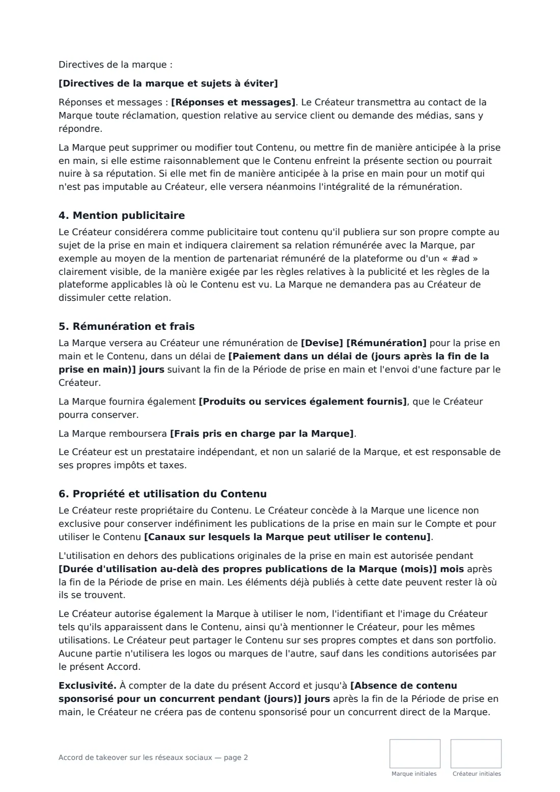 Accord de takeover sur les réseaux sociaux — page 2 sur 3