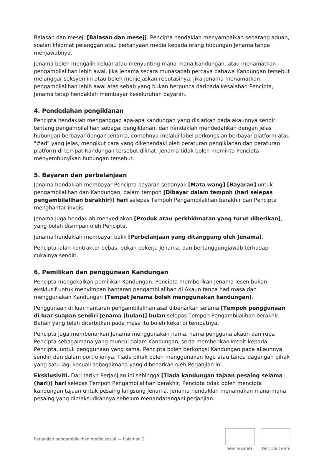 Perjanjian pengambilalihan media sosial — halaman 2 daripada 3