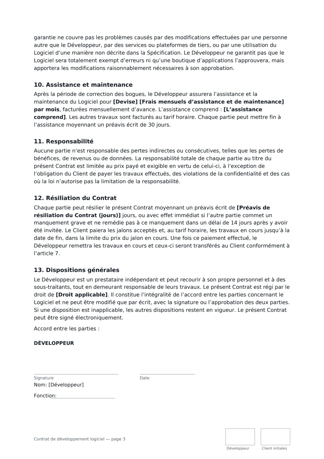 Contrat de développement logiciel — page 3 sur 4