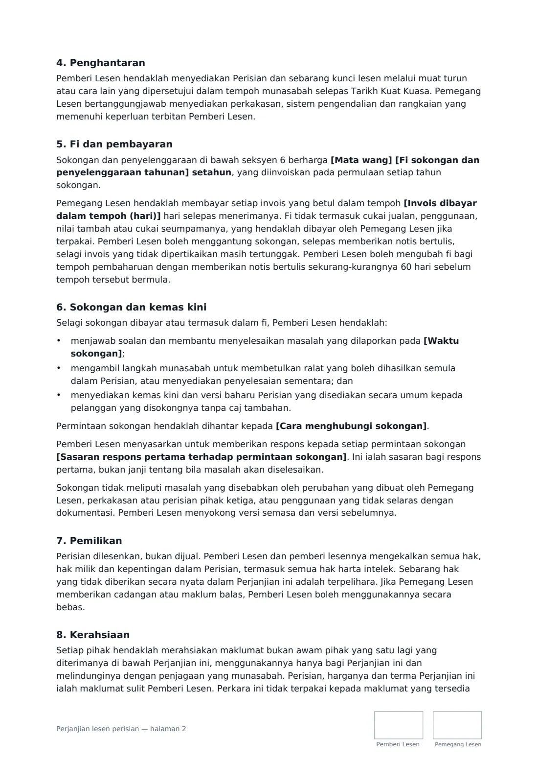 Perjanjian lesen perisian — halaman 2 daripada 4