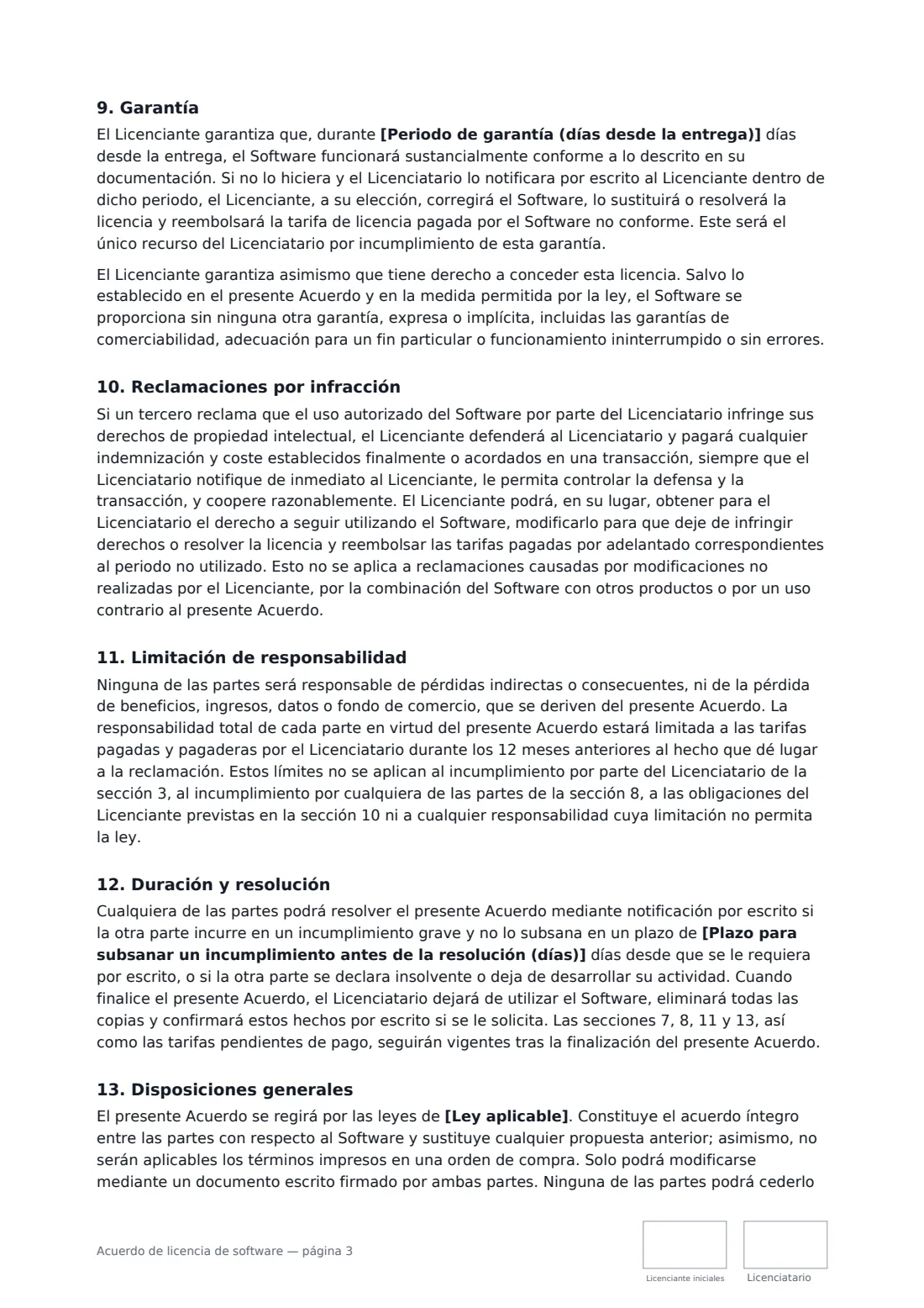 Acuerdo de licencia de software: página 3 de 4