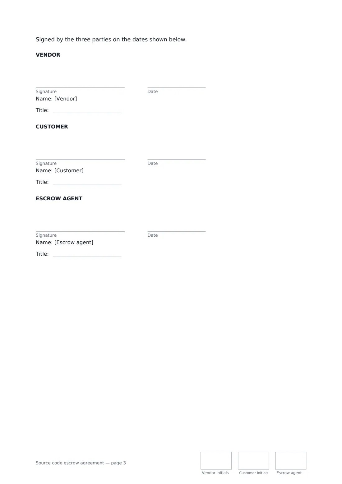 Source code escrow agreement — page 3 of 3
