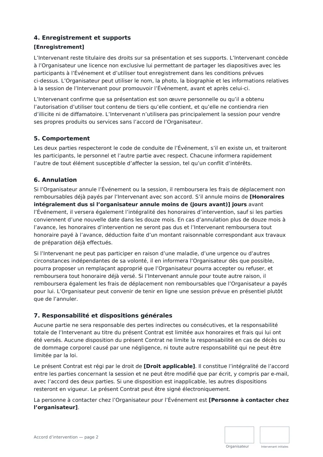 Accord d’intervention — page 2 sur 3