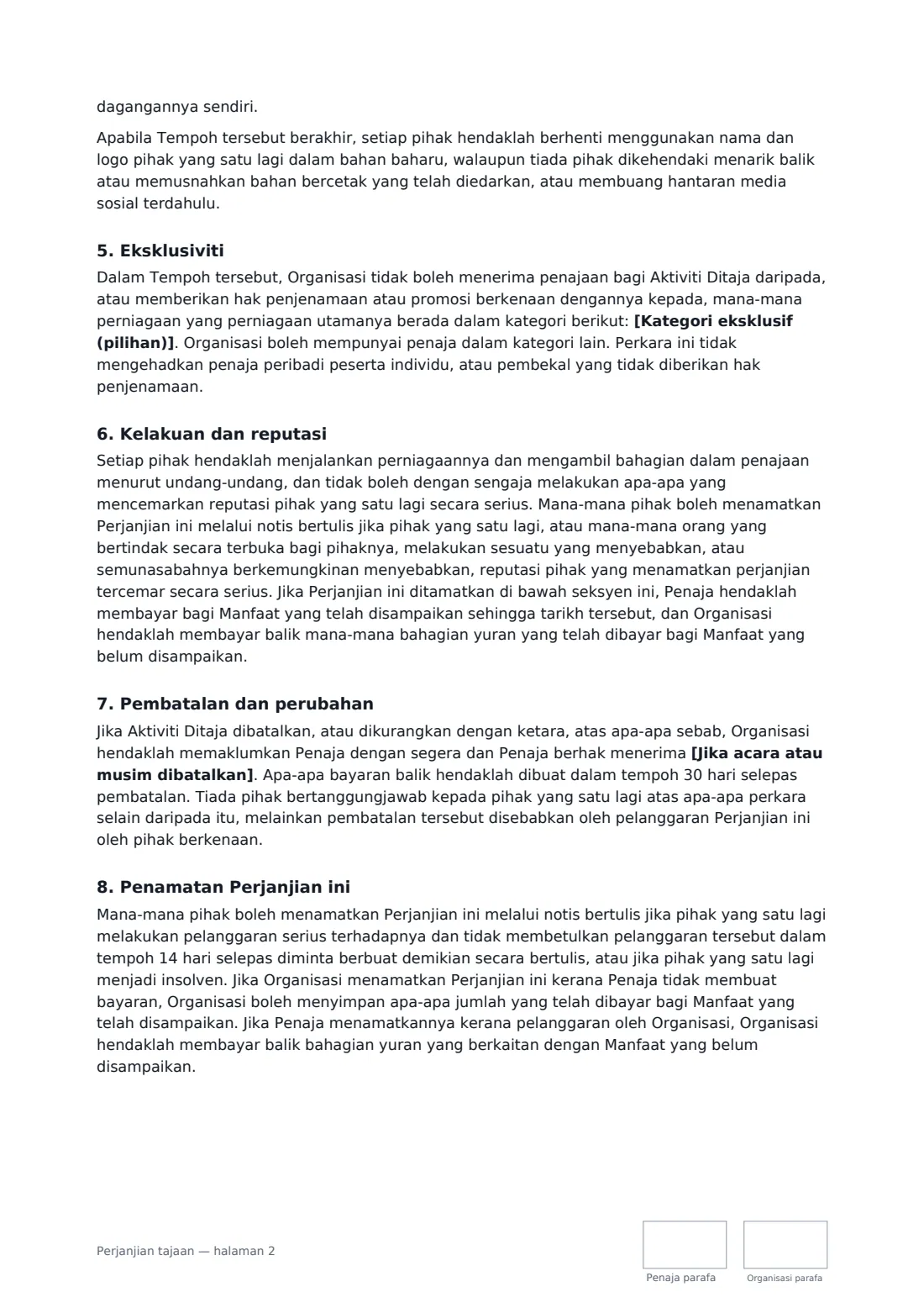 Perjanjian tajaan — halaman 2 daripada 3