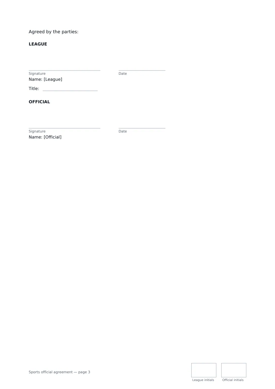 Sports official agreement — page 3 of 3