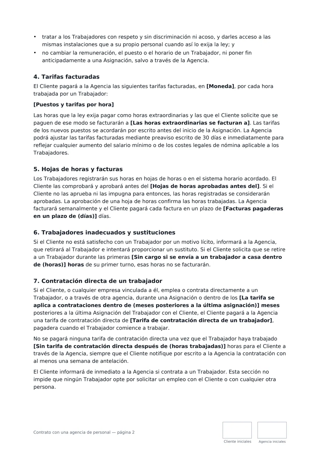 Contrato con una agencia de personal: página 2 de 4