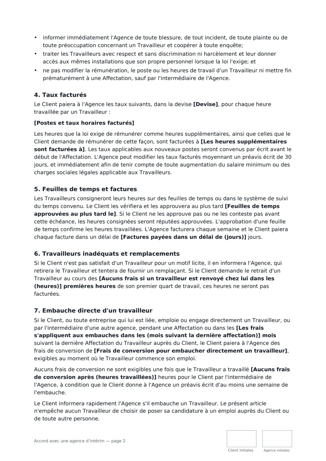 Accord avec une agence d’intérim — page 2 sur 4