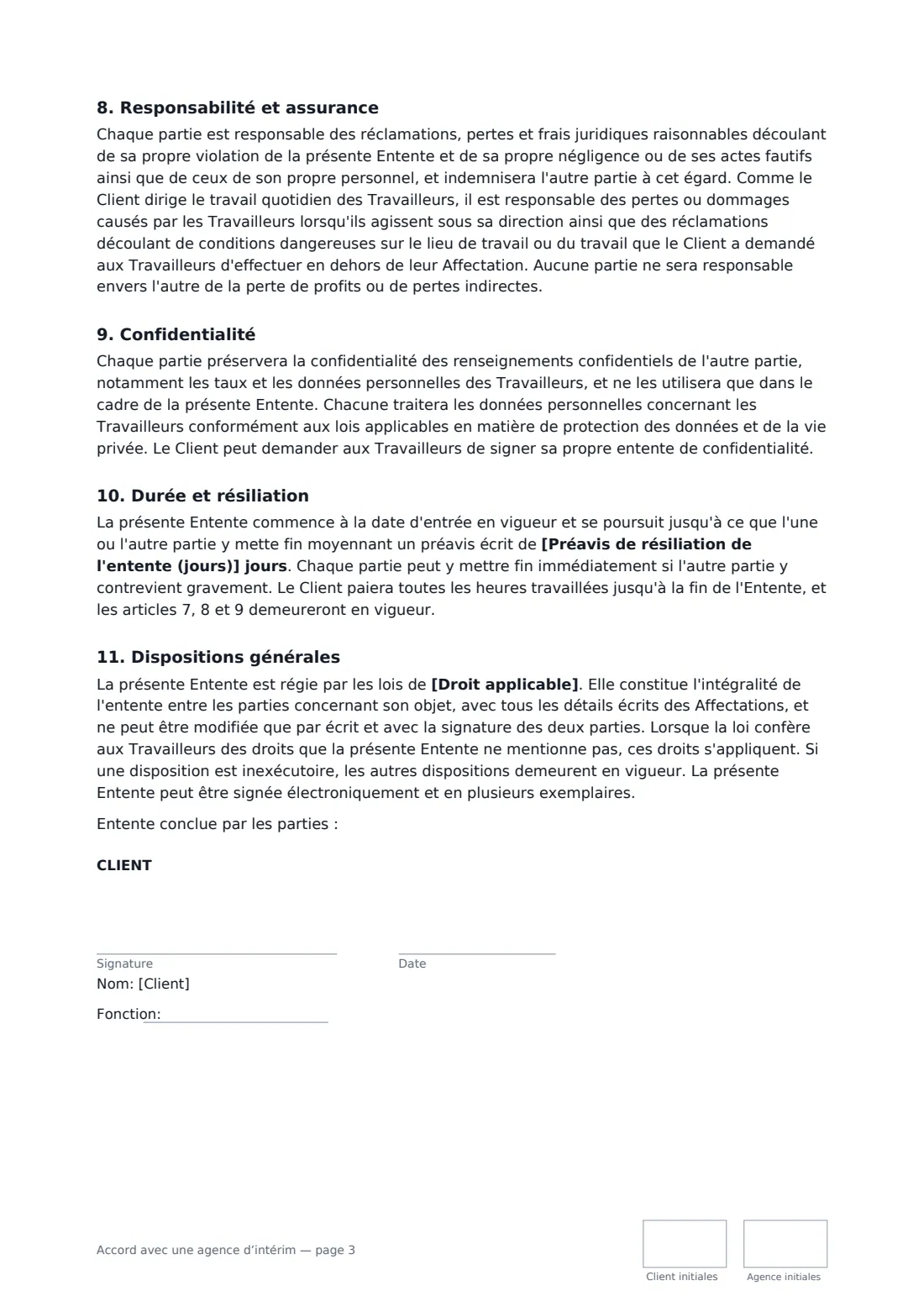 Accord avec une agence d’intérim — page 3 sur 4