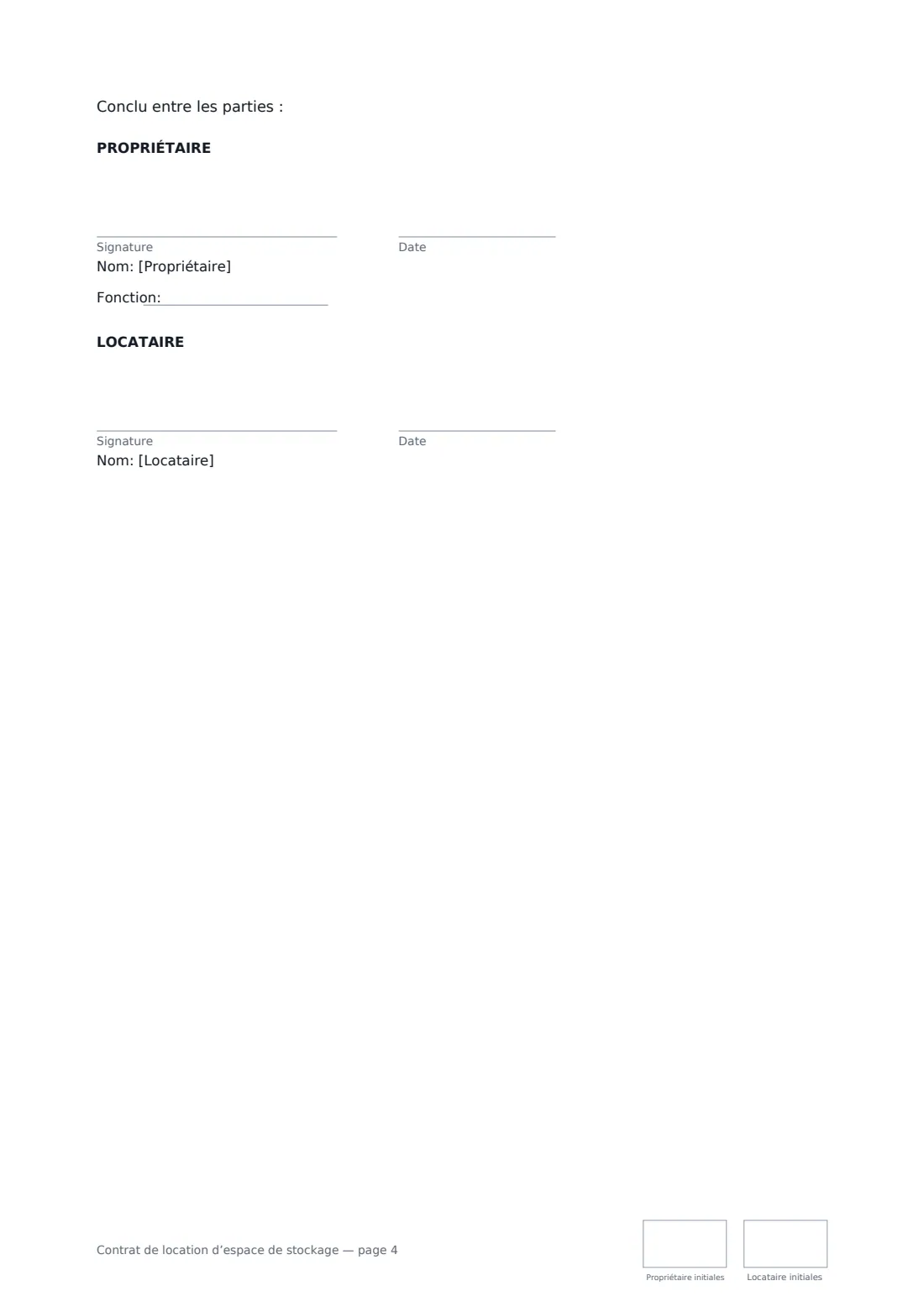 Contrat de location d’espace de stockage — page 4 sur 4